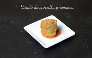Aperitivos de boda. Dado de morcilla y romescu