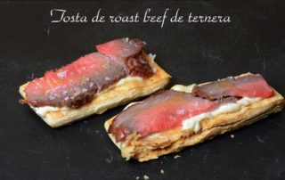 Aperitivos de boda. Tosta de roast beef