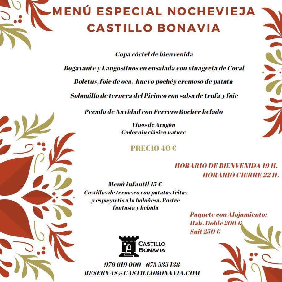 Menú Nochevieja 2020 en Castillo Bonavía