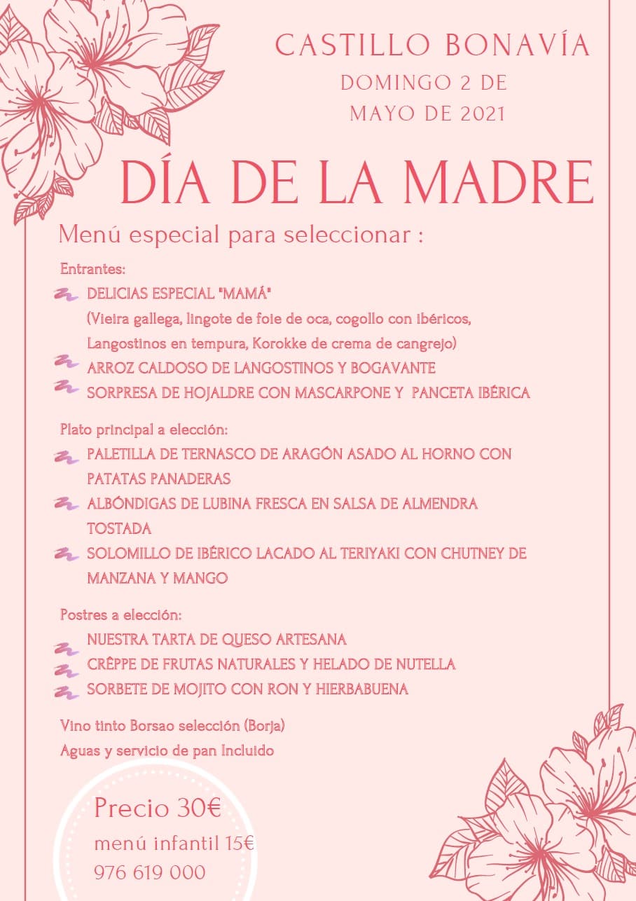 Dia de la madre-2021-Menú Castillo Bonavia